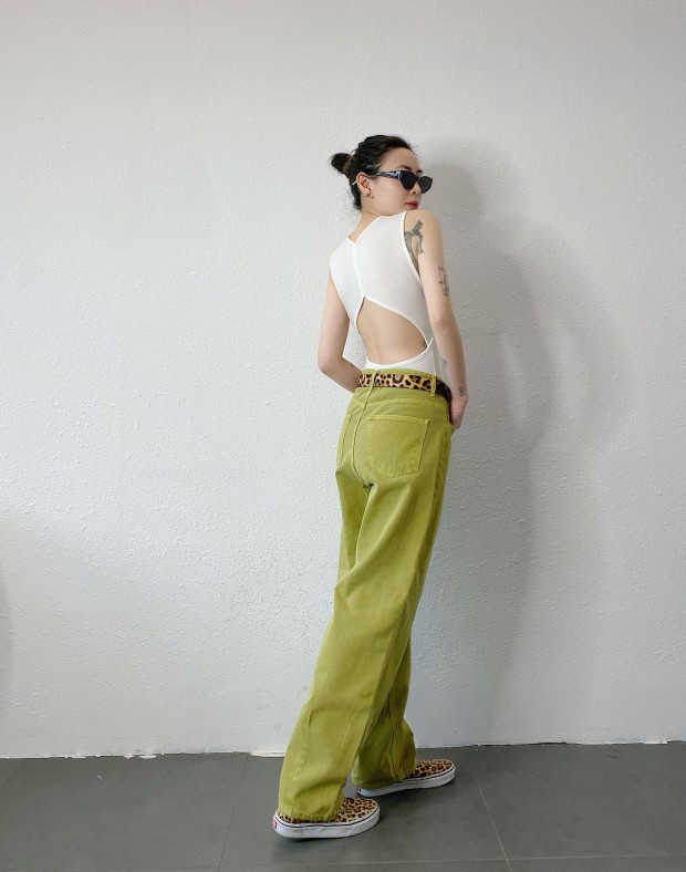 Lime Baggy Jeans #250305